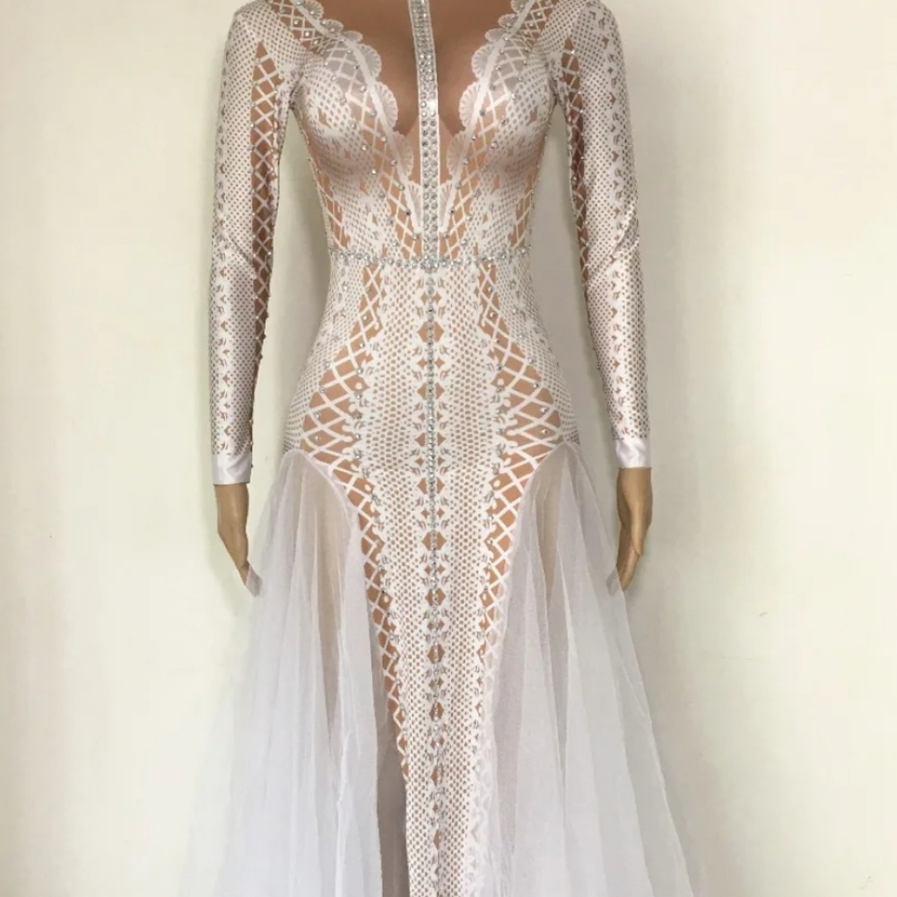 White Mermaid Gown Dress